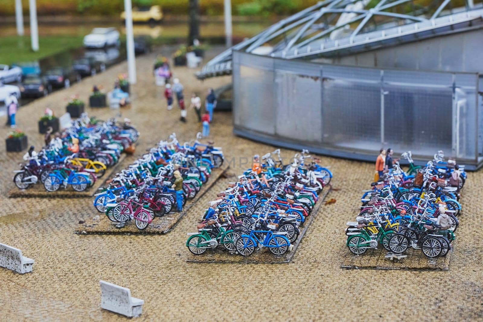 Miniature public bicycle parking in an amusement park in the Netherlands