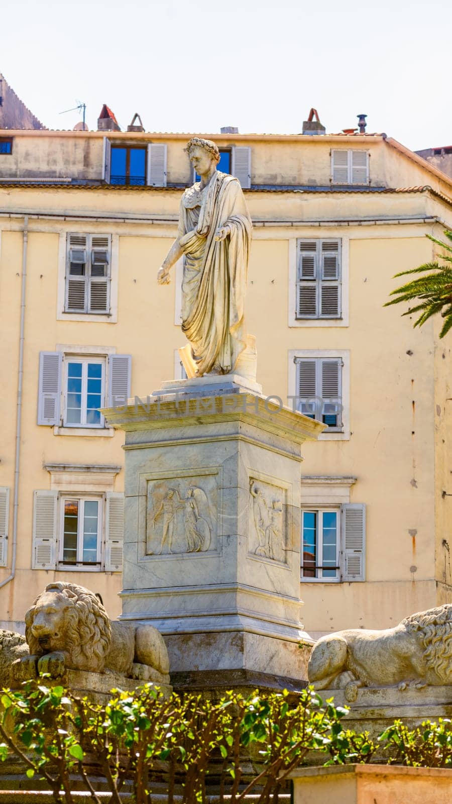 Foch Square and Bonaparte statue in Ajaccio, Corsica, France