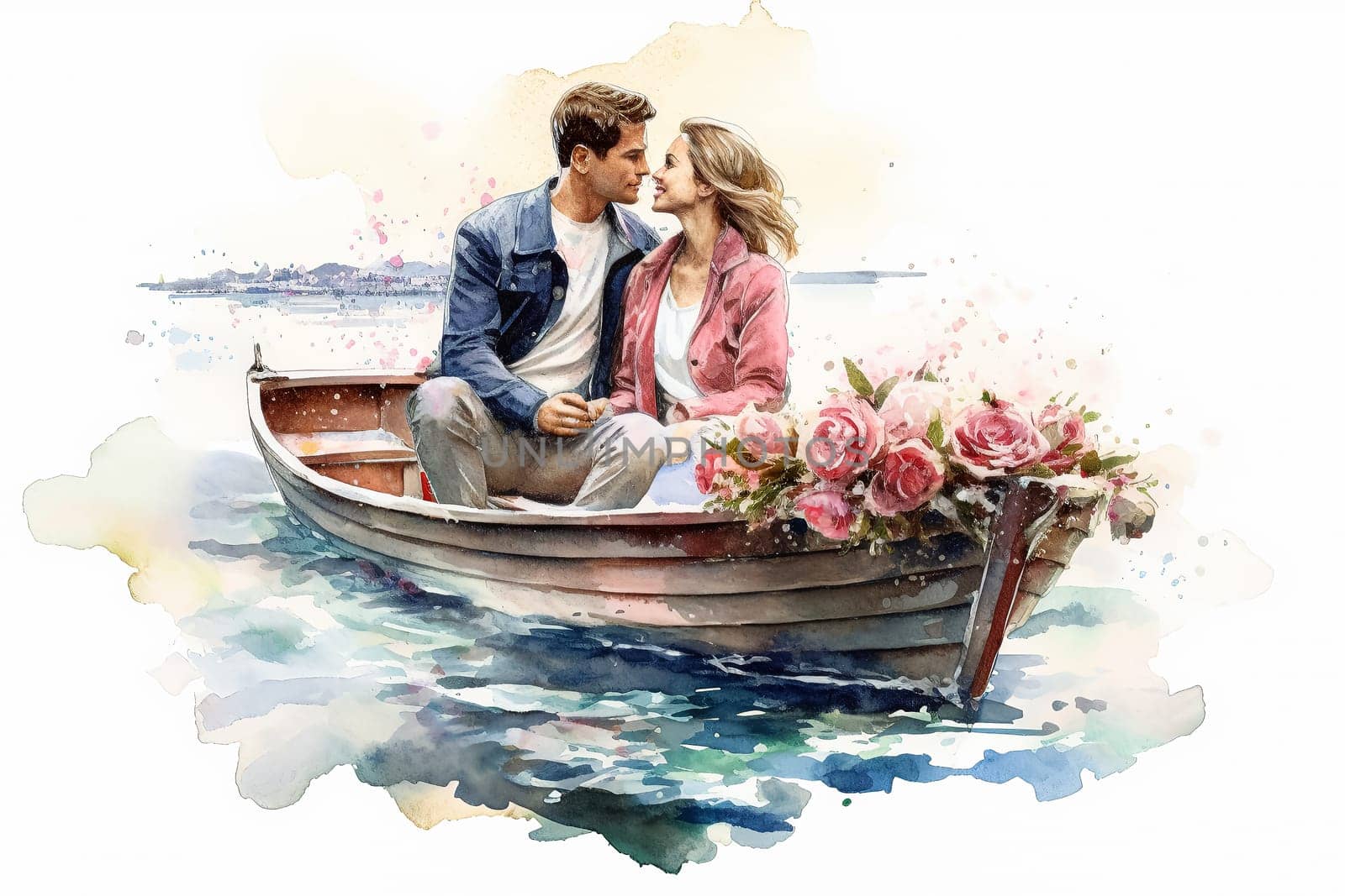 Embark on a romantic journey as a couple in love sails gracefully on a boat by Alla_Morozova93