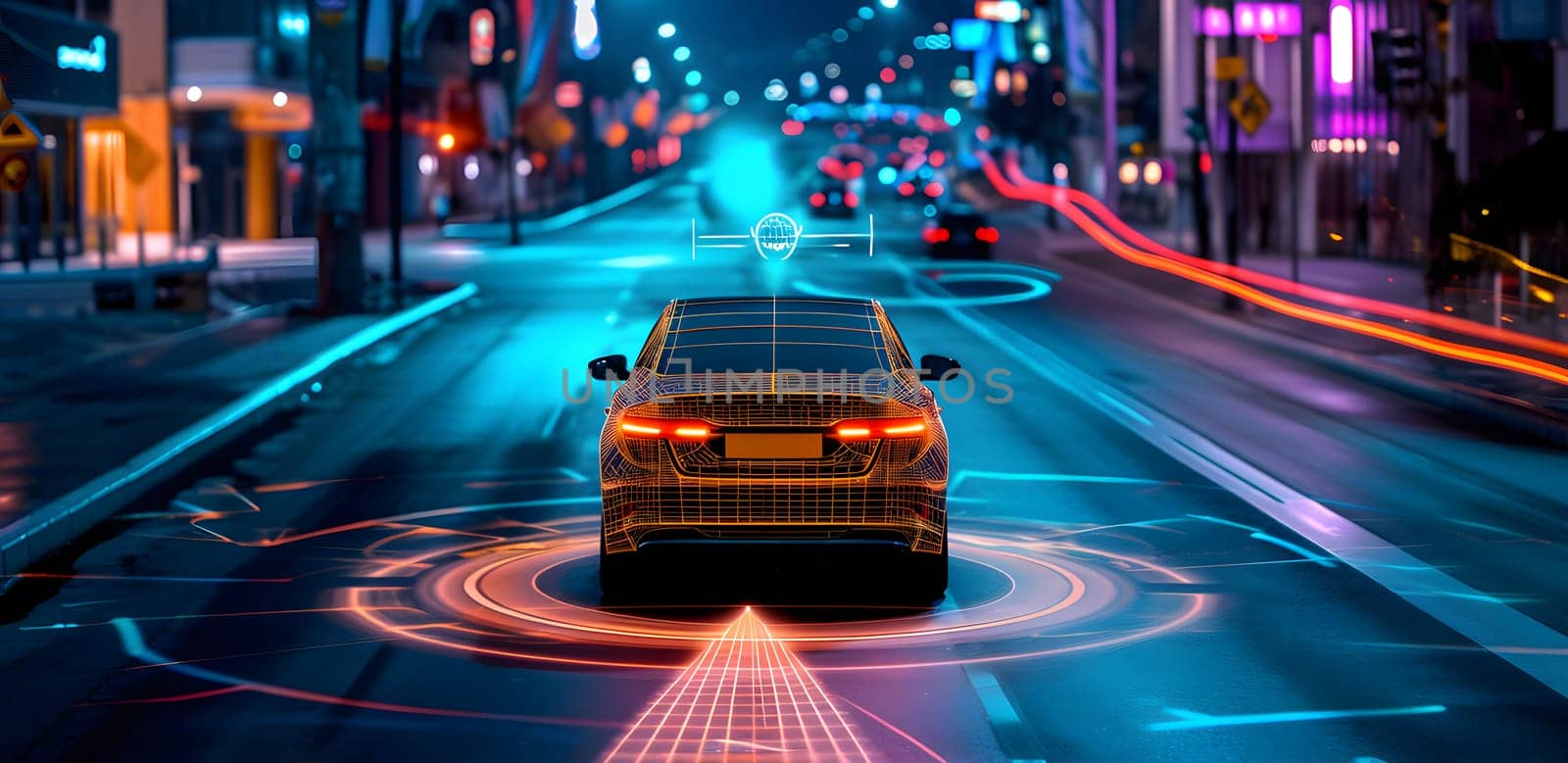 self-driving car visual recognition concept, generative ai. High quality photo