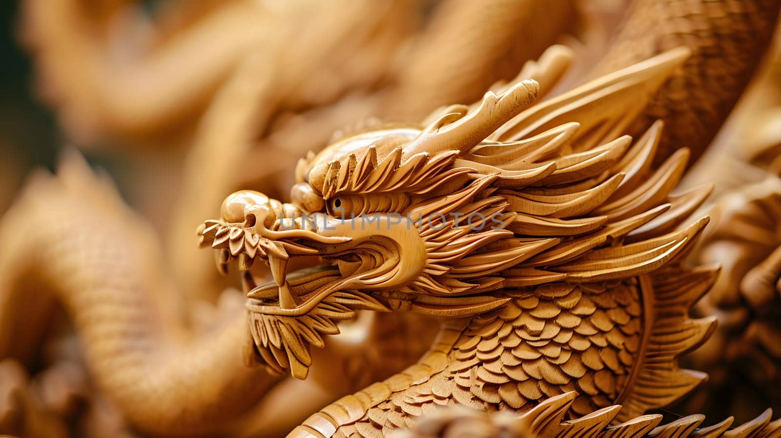 traditional chinese wooden dragon, symbol of the year, generative ai. High quality photo