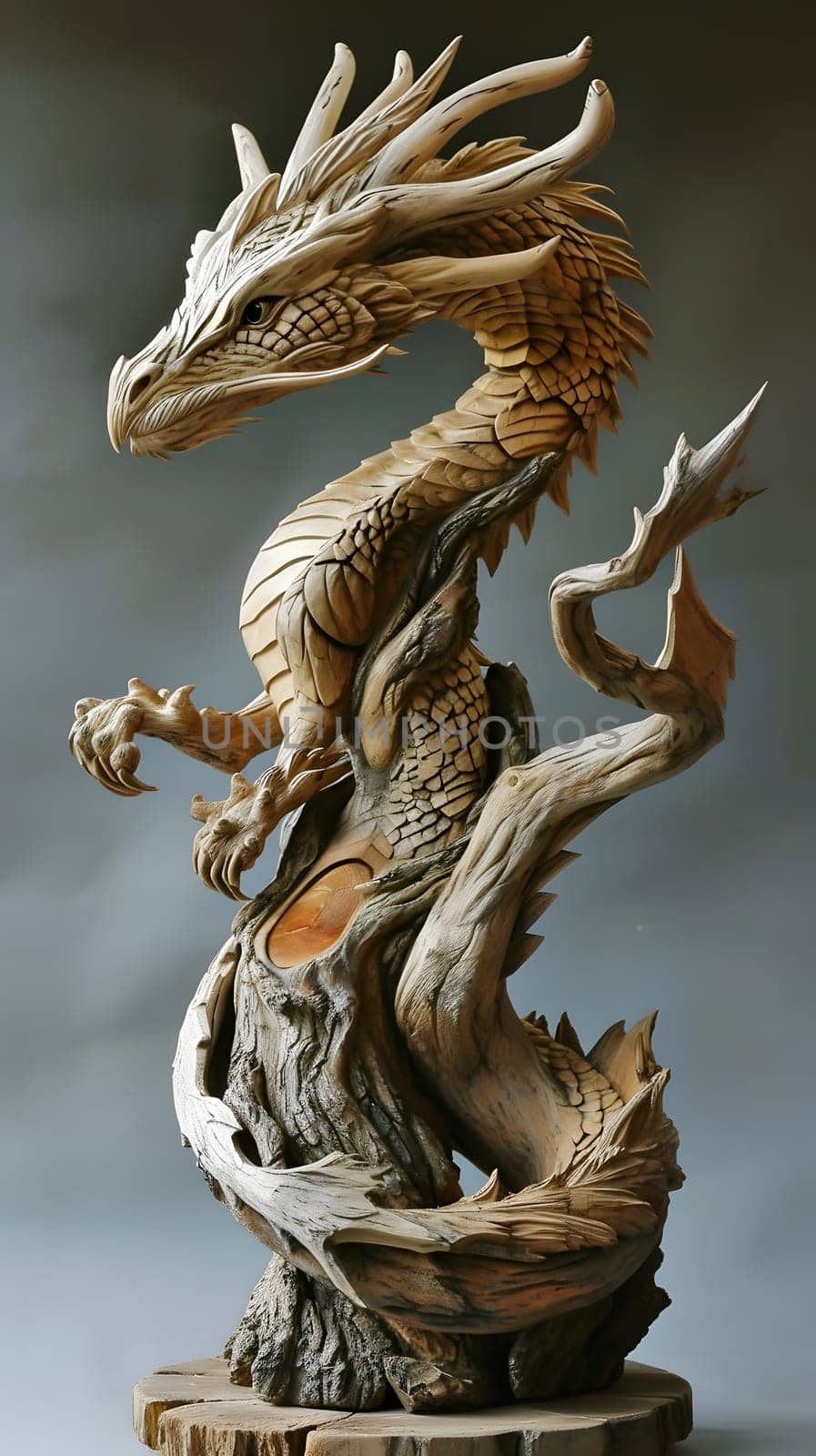 traditional chinese wooden dragon, symbol of the year, generative ai by Chechotkin