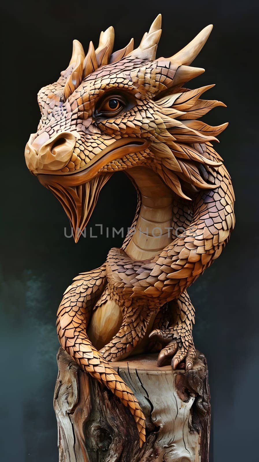 traditional chinese wooden dragon, symbol of the year, generative ai. High quality photo