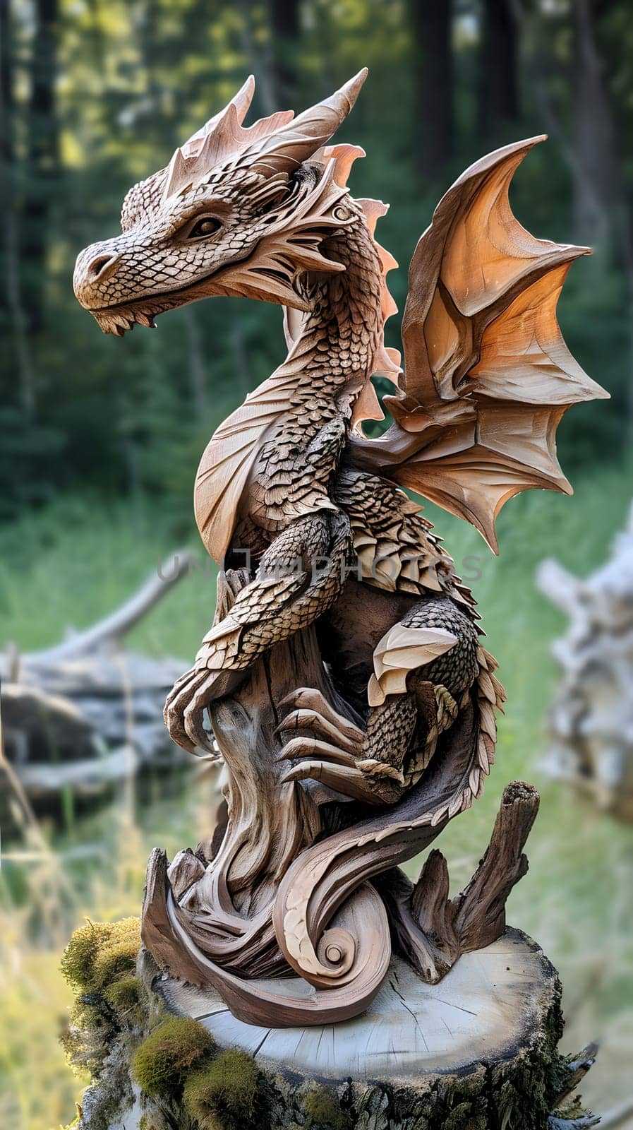 traditional chinese wooden dragon, symbol of the year, generative ai by Chechotkin