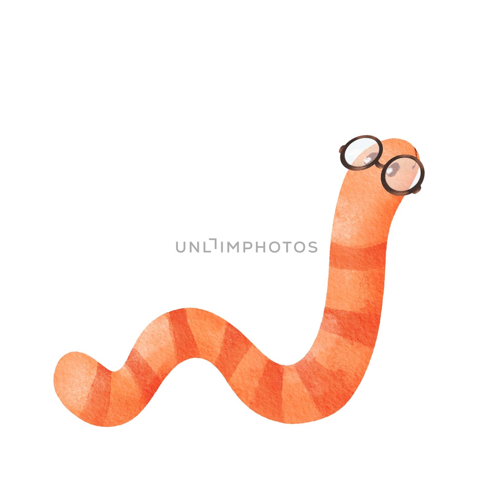 watercolor illustration. a bookworm wearing glasses. child-friendly style. for enhancing educational materials, book-related designs, and creative projects that celebrate the joy of reading by Art_Mari_Ka
