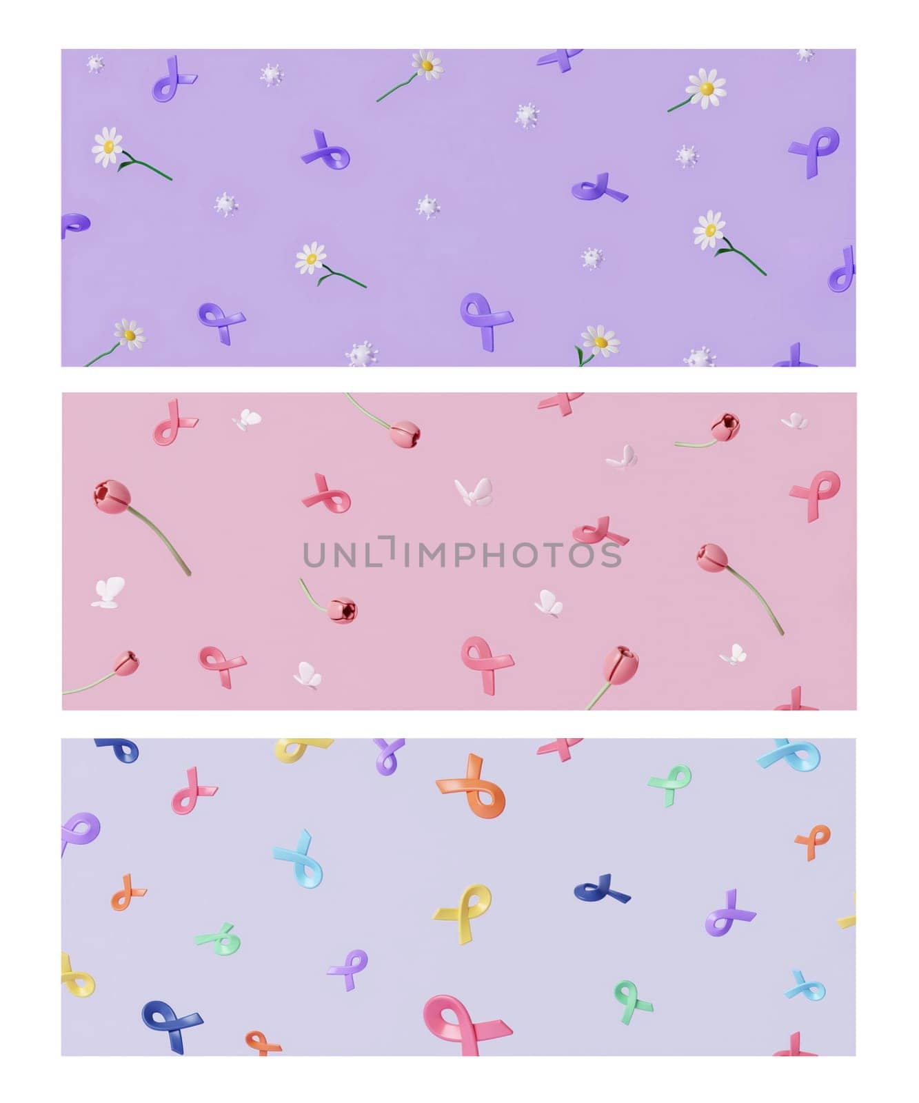 banner background set for world Cancer Awareness Month and World Cancer Day banner background design in 3D illustration..