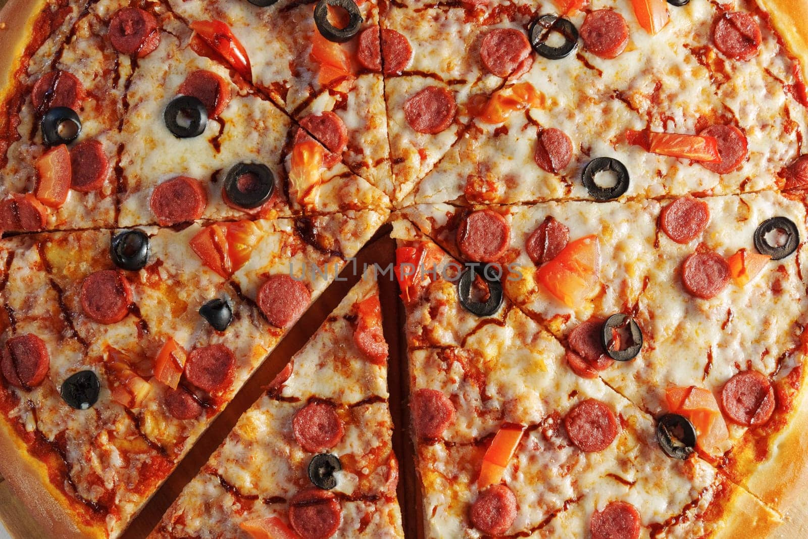 Pepperoni Pizza Perfection on Wooden Platter, close up