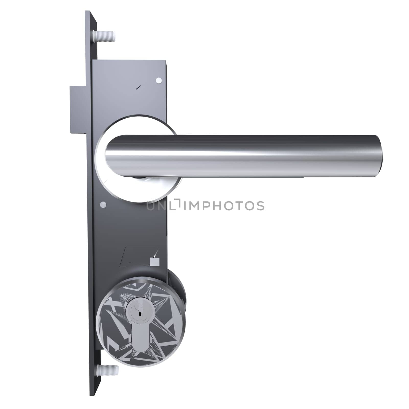 Door Lock Hardware isolated on white background. High quality 3d illustration