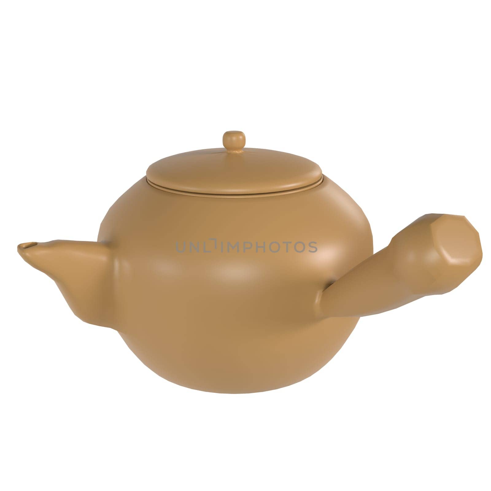 Clay Teapot isolated on white background. High quality 3d illustration