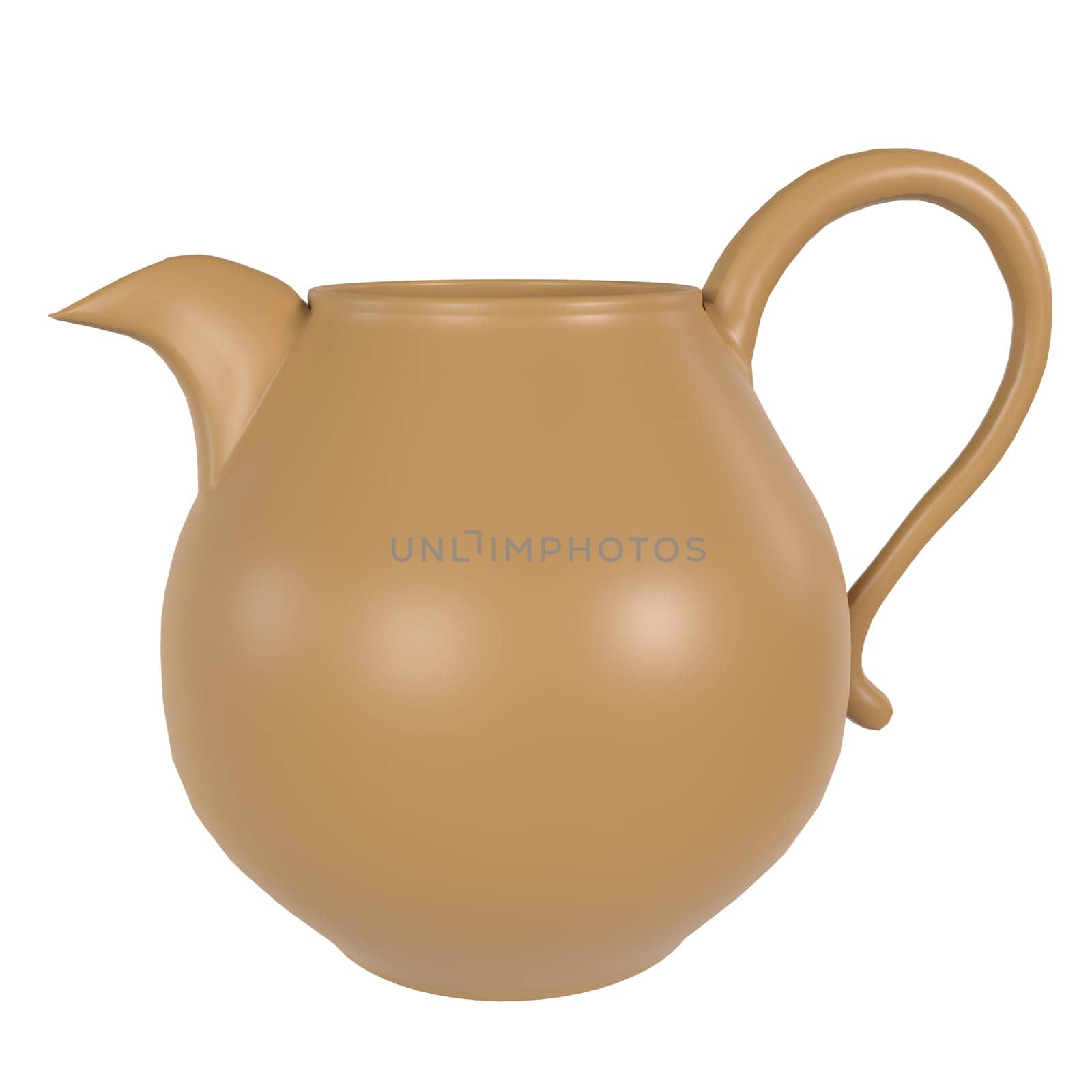 Clay Teapot isolated on white background. High quality 3d illustration