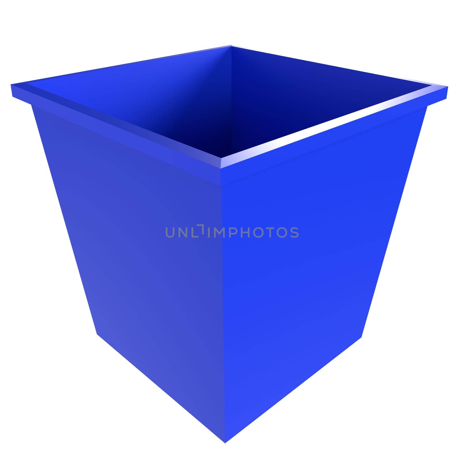 Blue Recycle Bin isolated on white background. High quality 3d illustration
