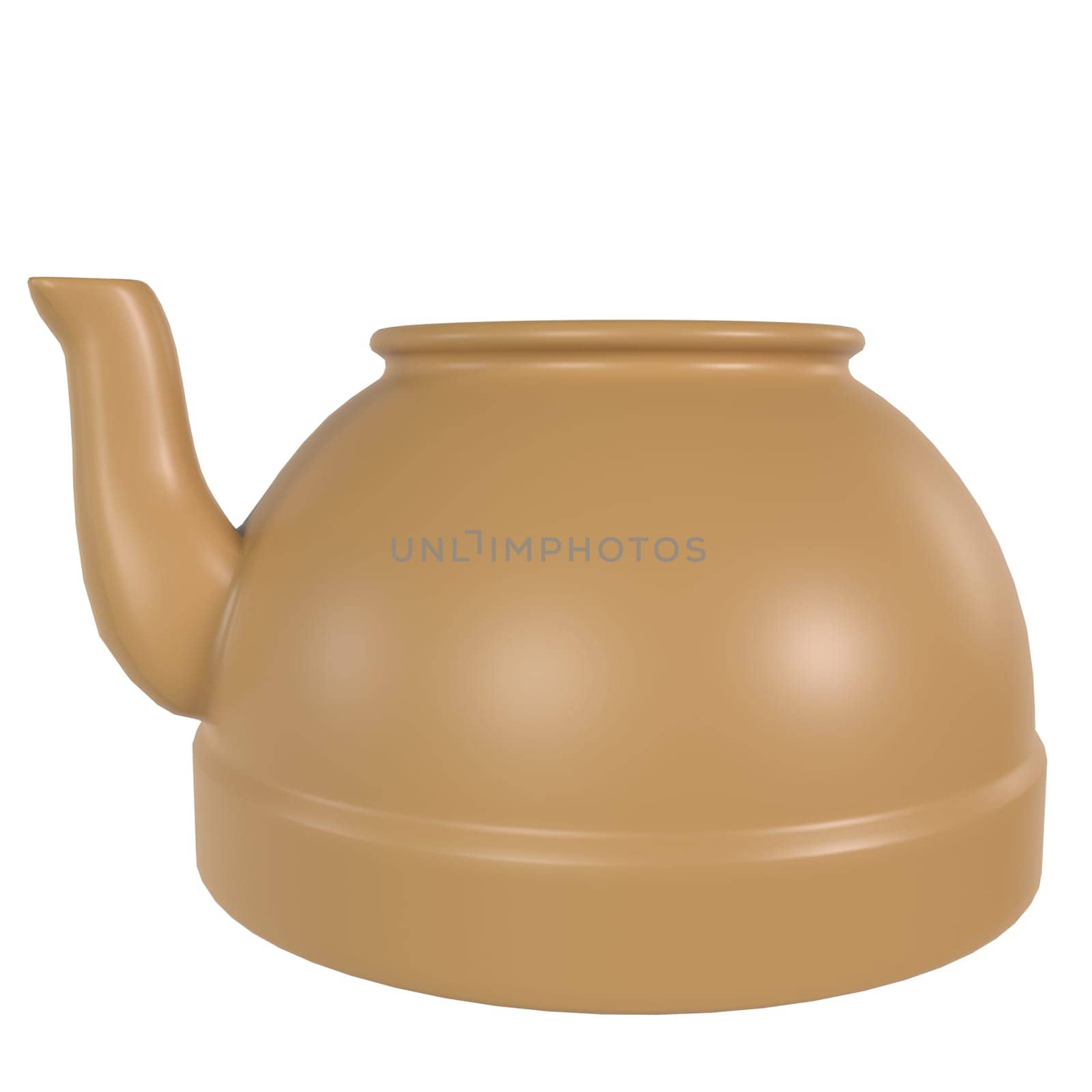 Clay Teapot isolated on white background. High quality 3d illustration