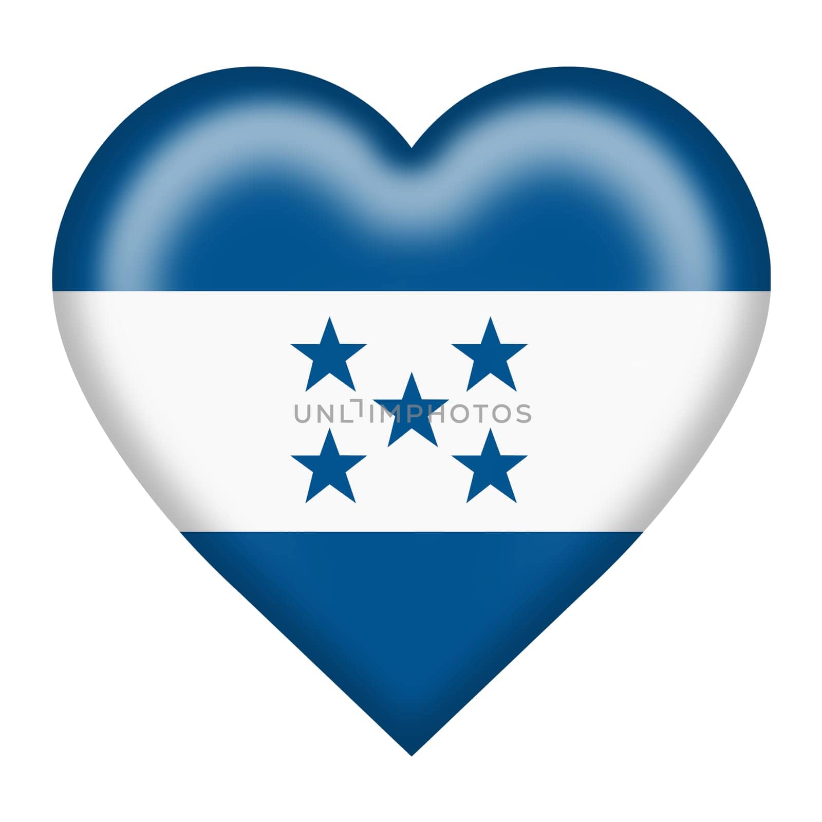 A Honduras flag heart button isolated on white with clipping path