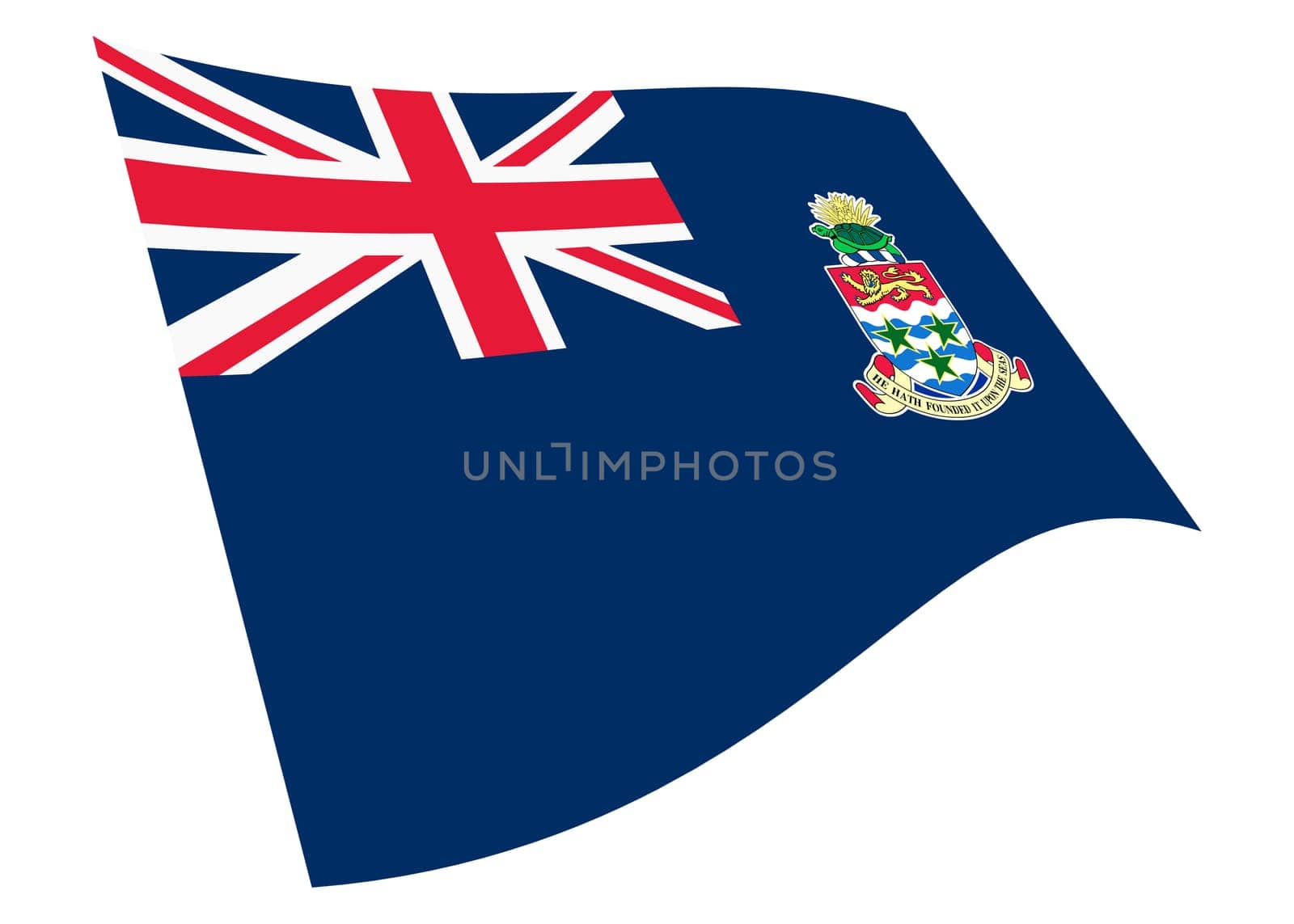 A Cayman Islands waving flag graphic isolated on white with clipping path background illustration union jack ensign crest