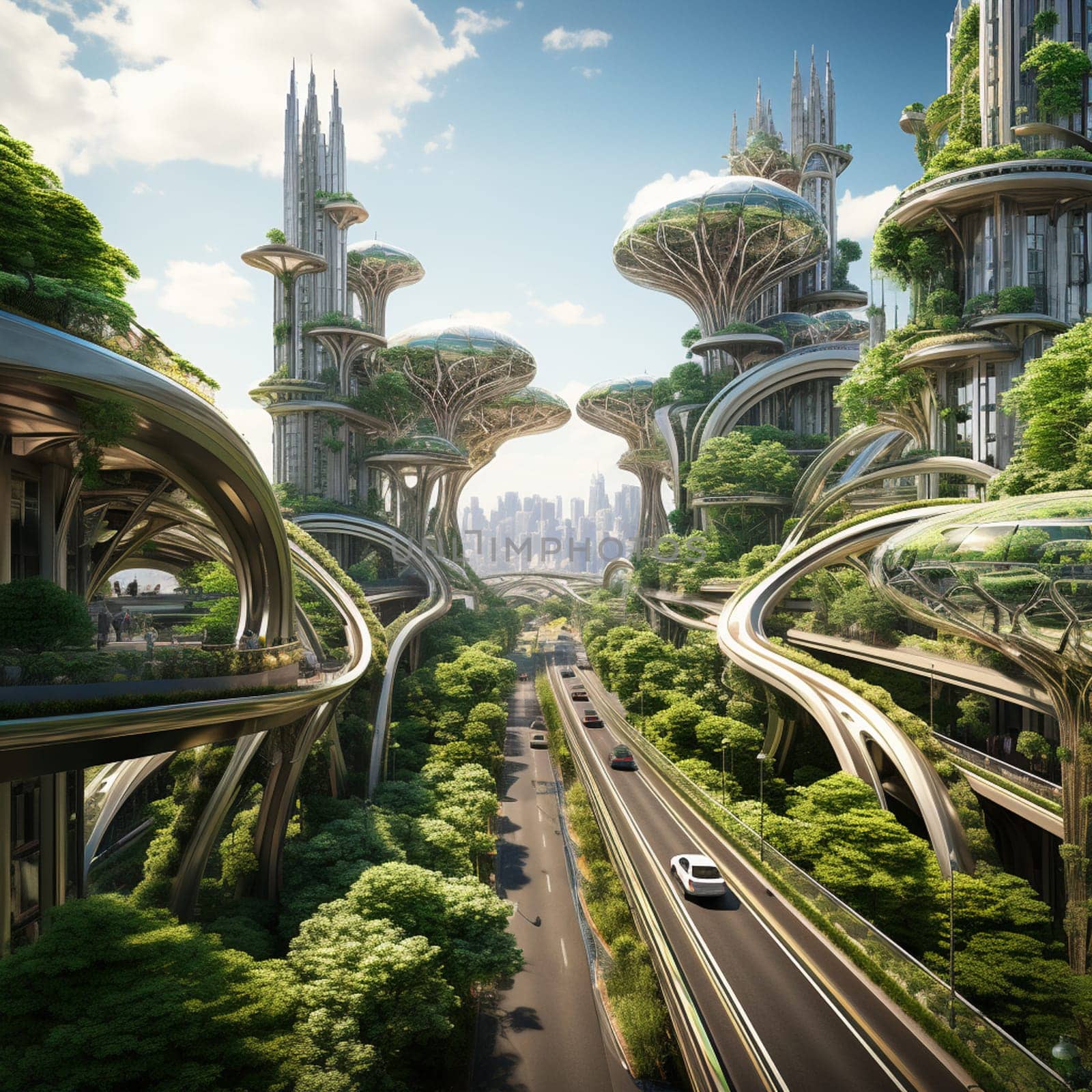 concept future city skyline. Futuristic business vision concept. 3d illustration by Andelov13