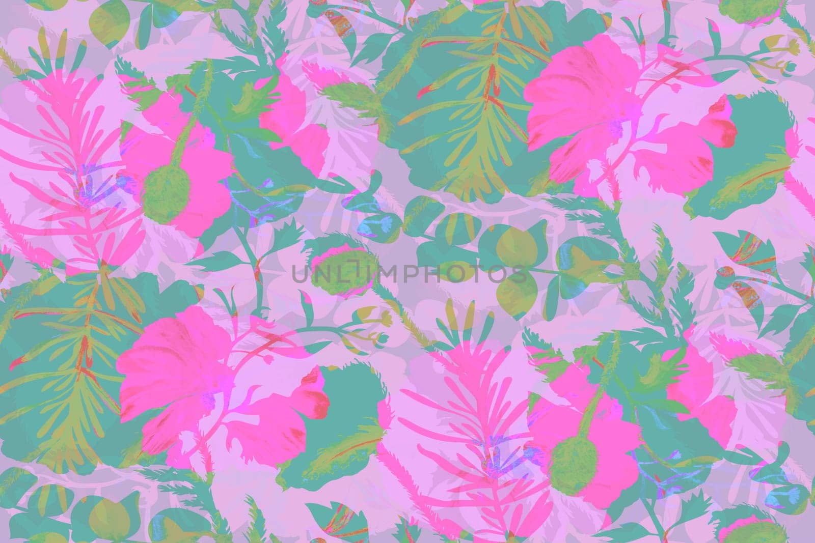 Summer seamless pattern with silhouettes of flowers by MarinaVoyush