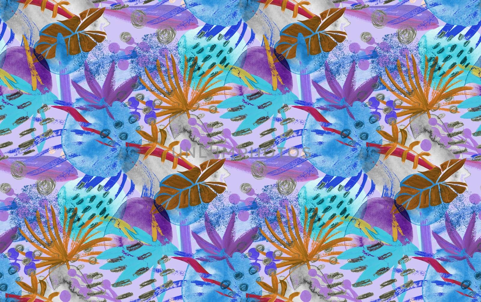 Abstract watercolor dark botanical tropical seamless pattern by MarinaVoyush