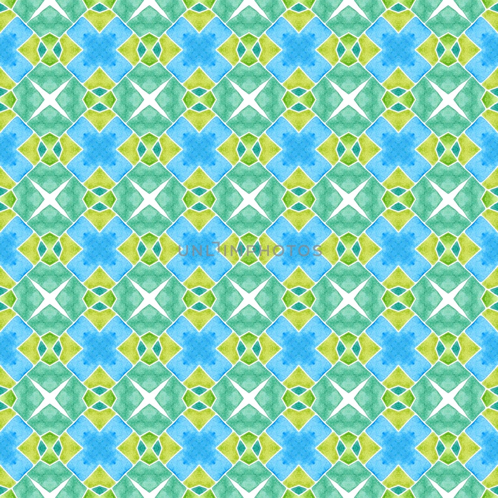 Green geometric chevron watercolor border. Green dramatic boho chic summer design. Textile ready artistic print, swimwear fabric, wallpaper, wrapping. Chevron watercolor pattern.