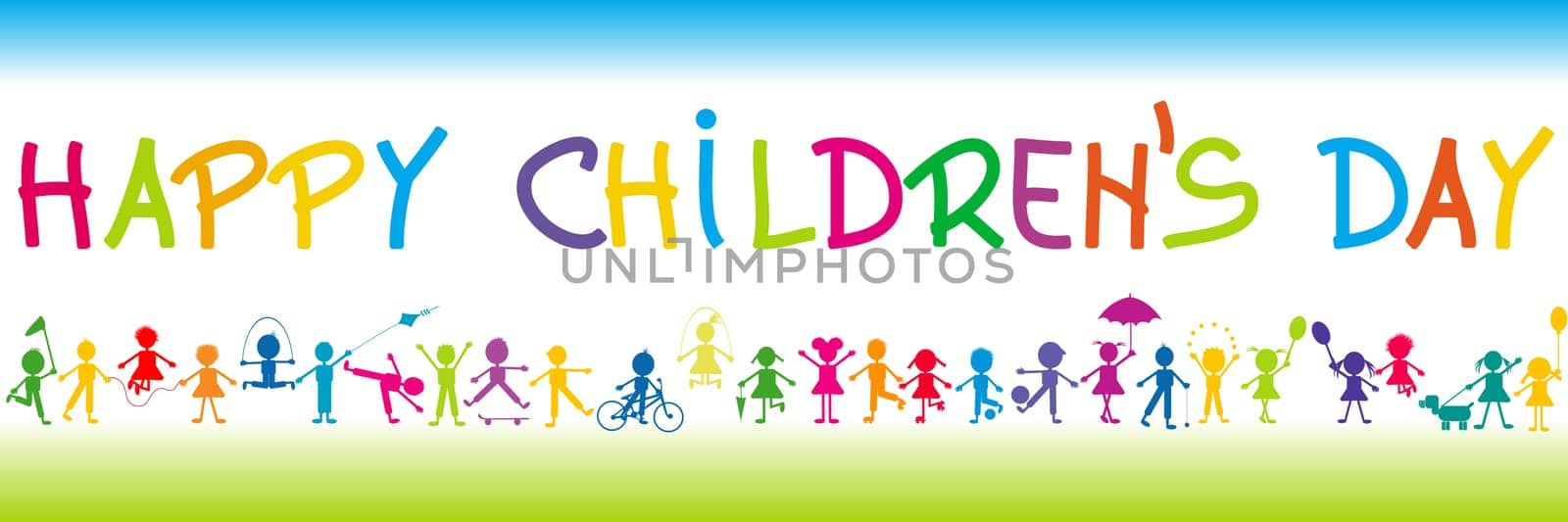 Happy Children's Day poster with stylized children playing