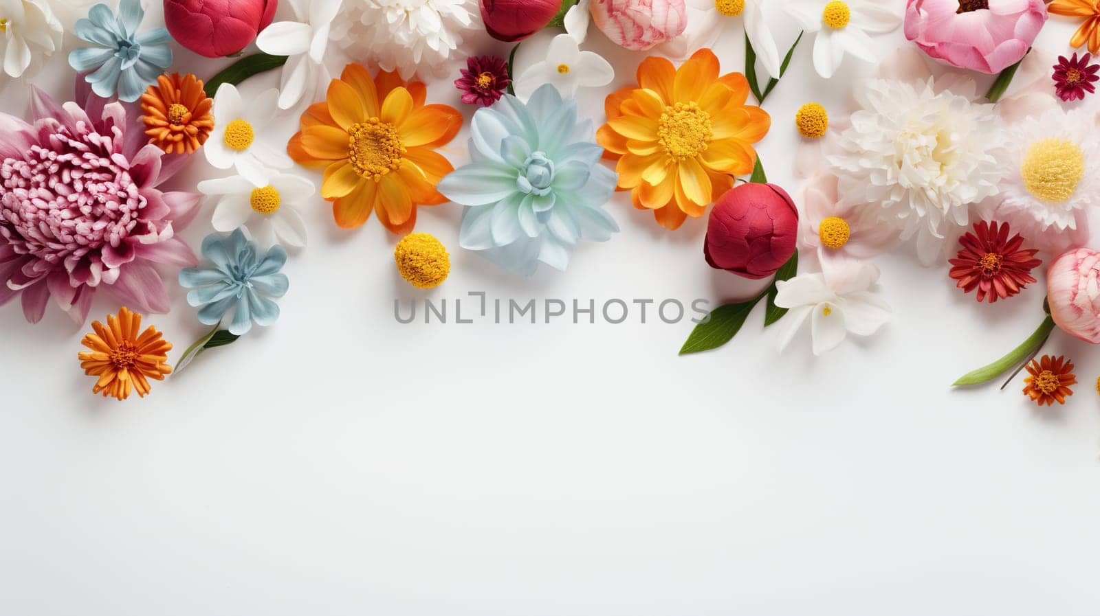 White spring, summer background with flower buds on top.