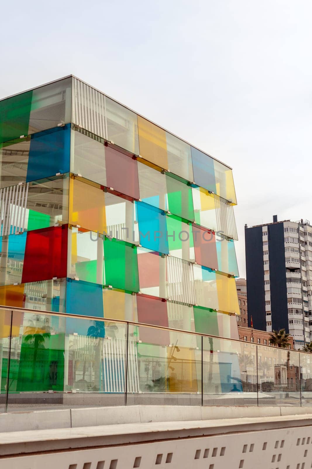 Malaga, Spain- 26-01-2024: The Centre Pompidou is a world-class museum located in the heart of the city of Malaga. It is a must-see destination for art lovers and tourists alike. Colorful facade