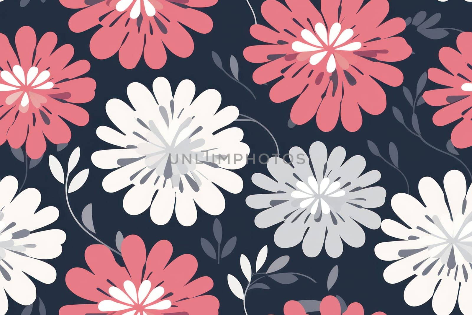 Seamless Floral Summer Retro Textile Wallpaper: Vintage White Design with Spring Blossom and Leaves, Pink Cute Print on a Decorative Modern Fabric by Vichizh