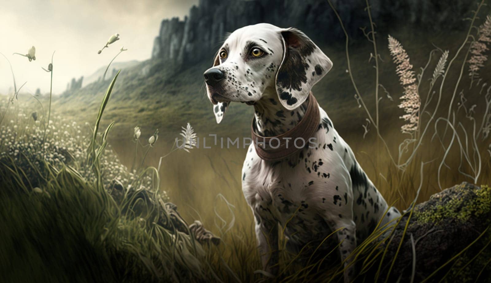 Dog on the hunt. selective focus. Animals Generative AI,