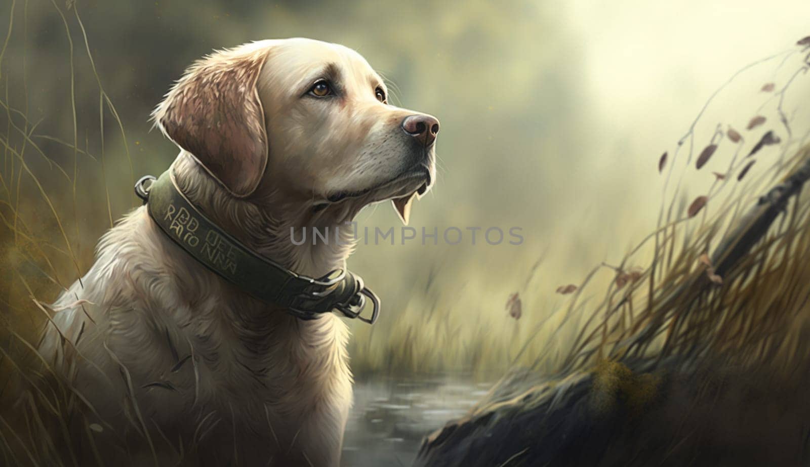 Dog on the hunt. selective focus. Animals Generative AI,