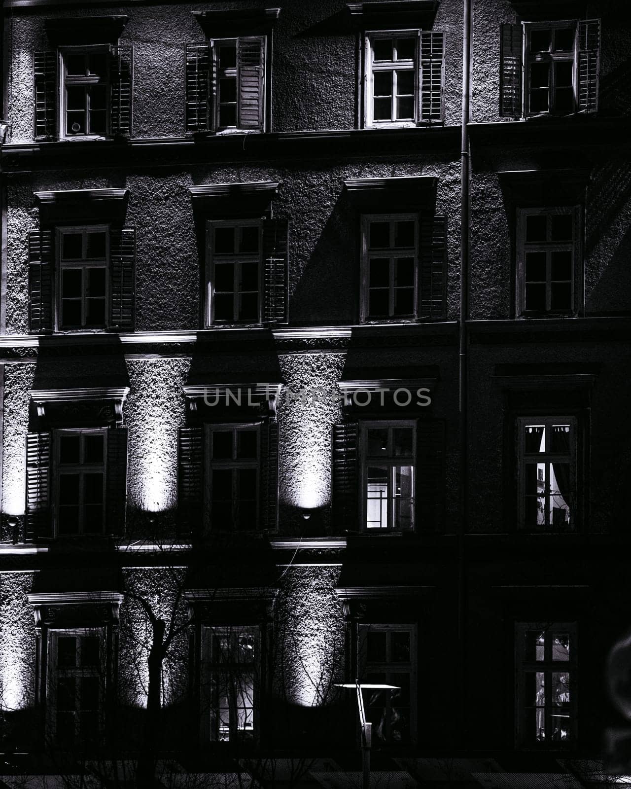 Beatiful Photgraph of ancient building in graz at night with ambient light. High quality photo