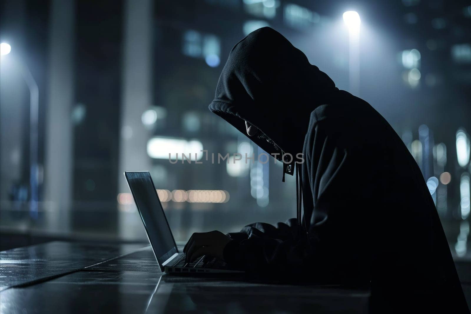 Faceless hacker in a dark hoodie by rusak