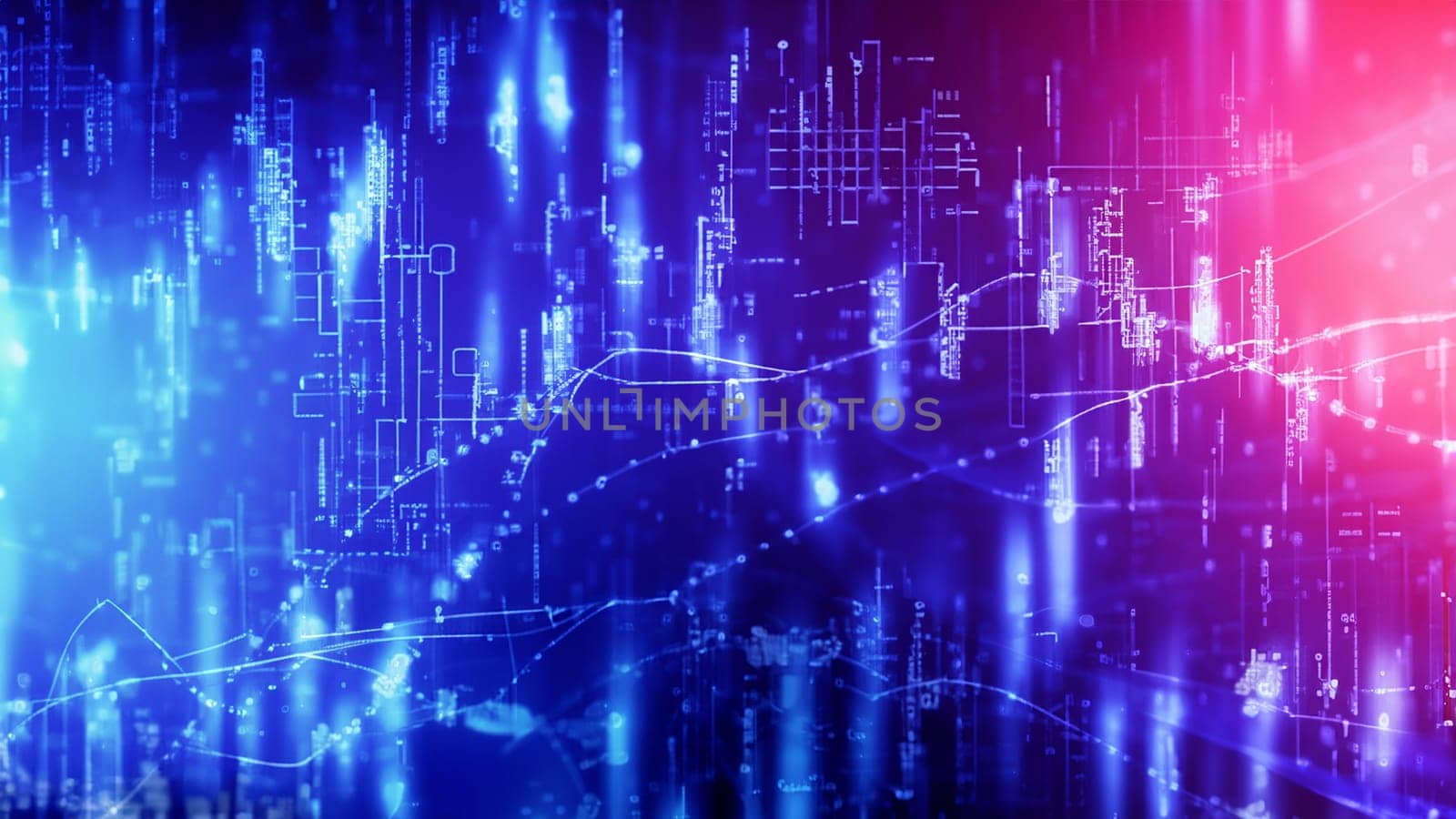 Financial stock market graph on technology abstract background. Finance and stock market tech concept. 3D Rendering