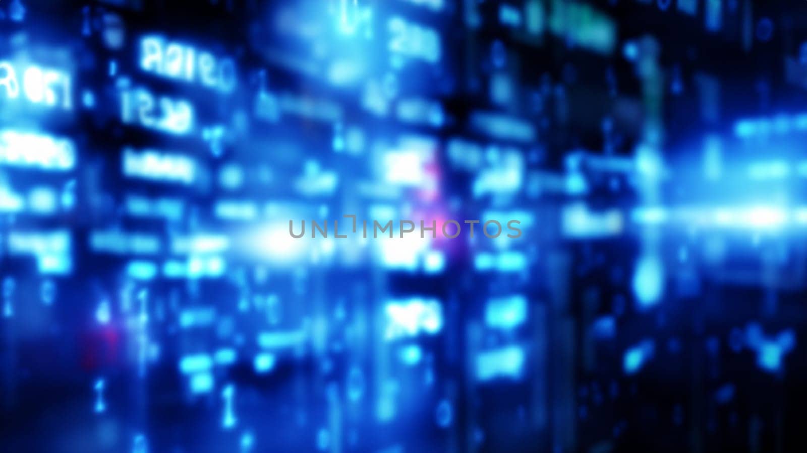 Abstract blue background with binary code, computer generated abstract background, with depth and blur 3D rendering