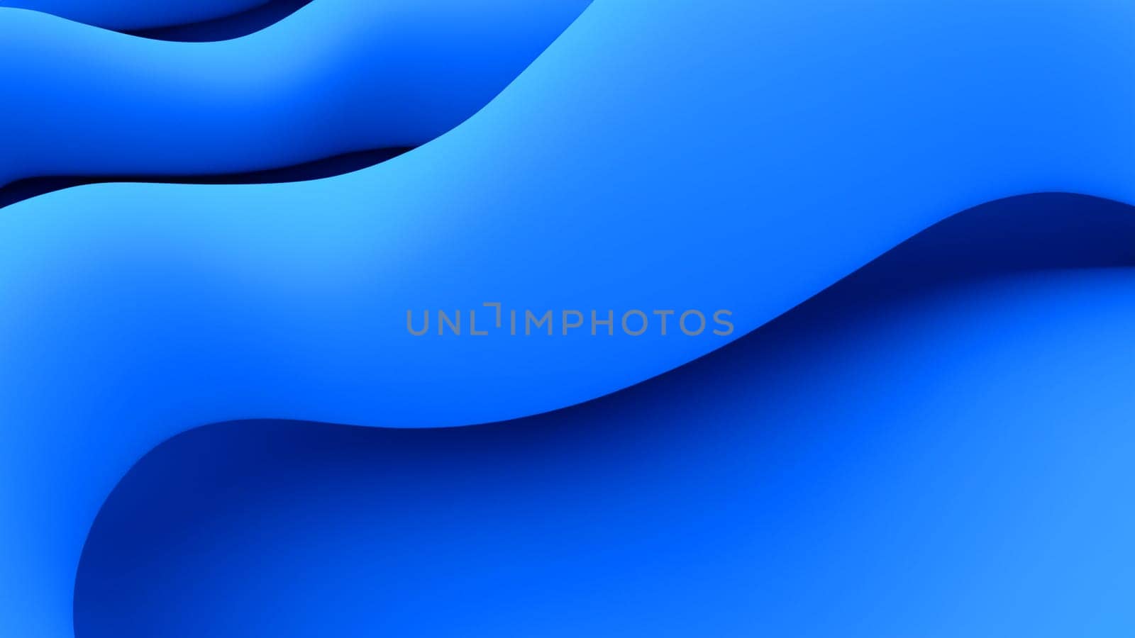 Abstract blue background with wavy lines and shadows. 3d rendering
