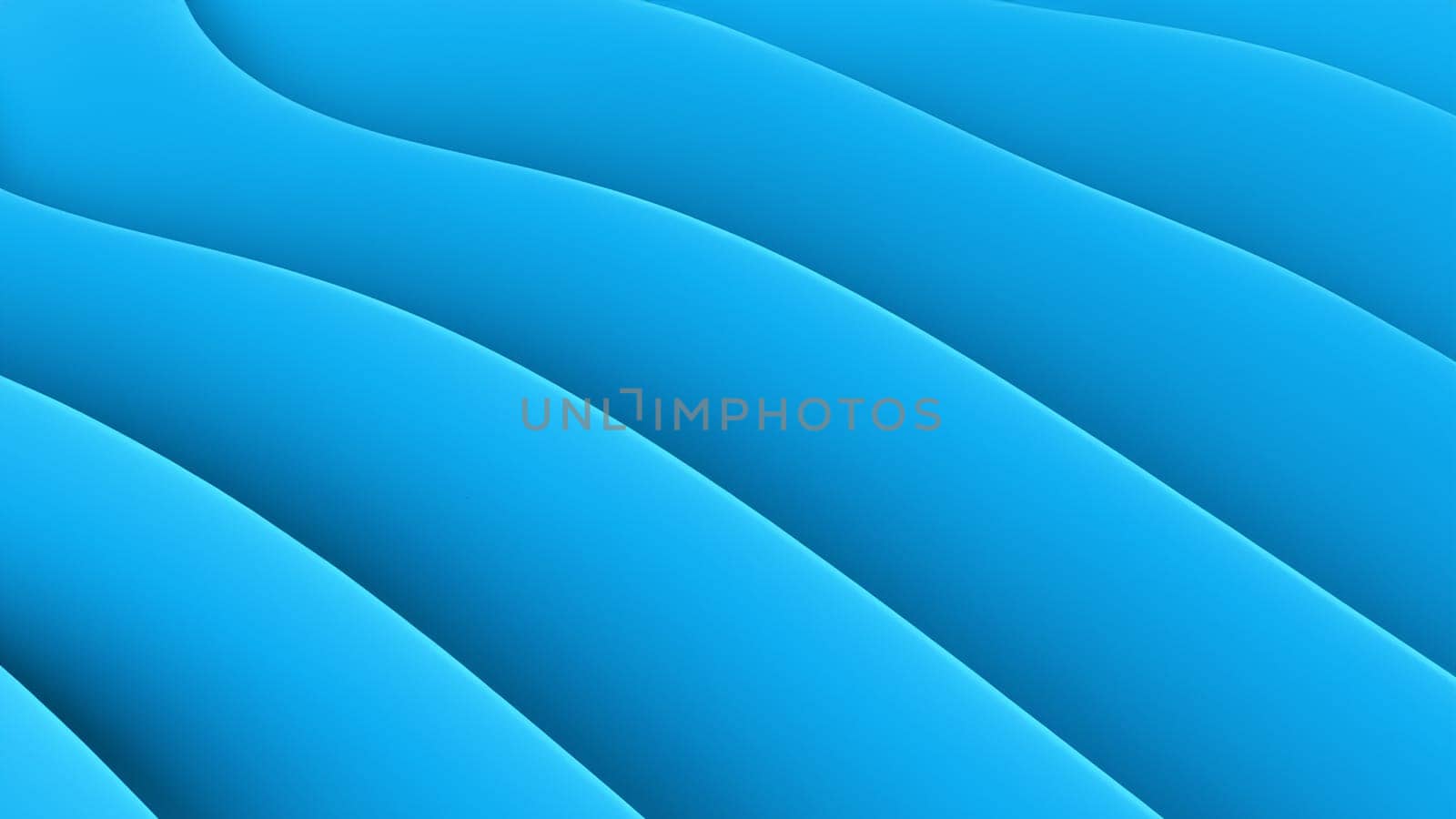 Abstract blue background with wavy lines and shadows. 3d rendering by DesignMarjolein