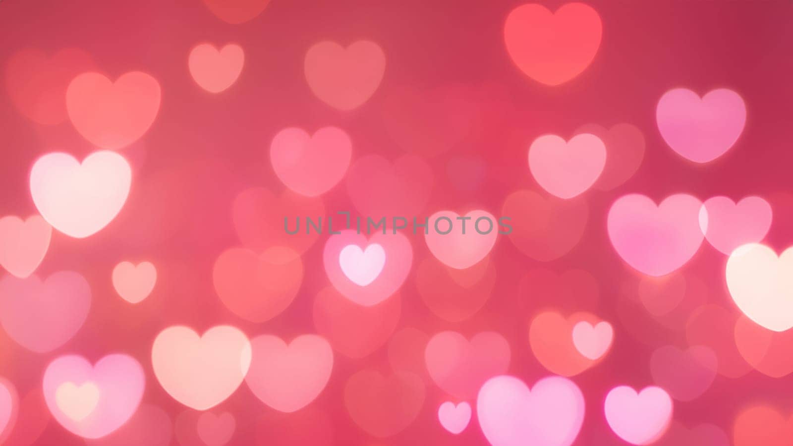 Heart Bokeh Background in Romantic Pink and Red