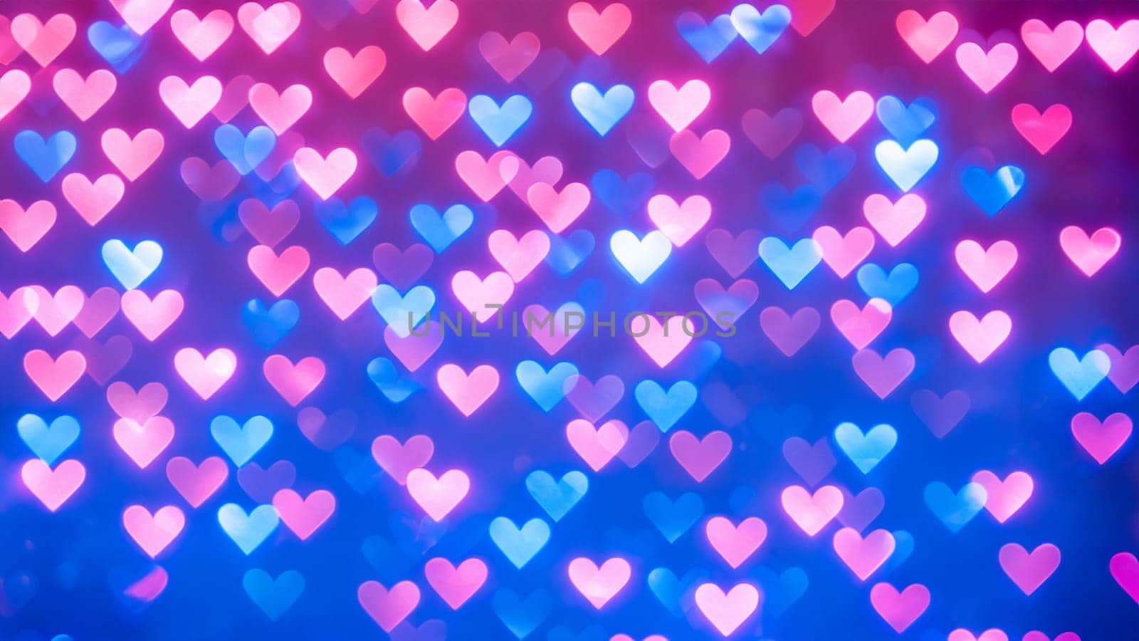 Blue and Pink Heart Bokeh Background for Romantic Themes