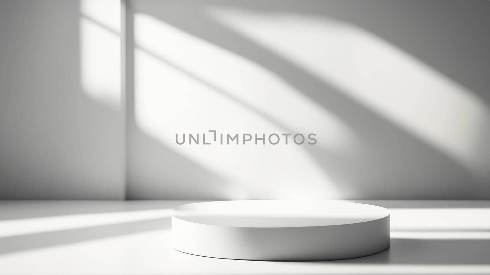 Modern White Product Display Round Podium with Shadows by DesignMarjolein