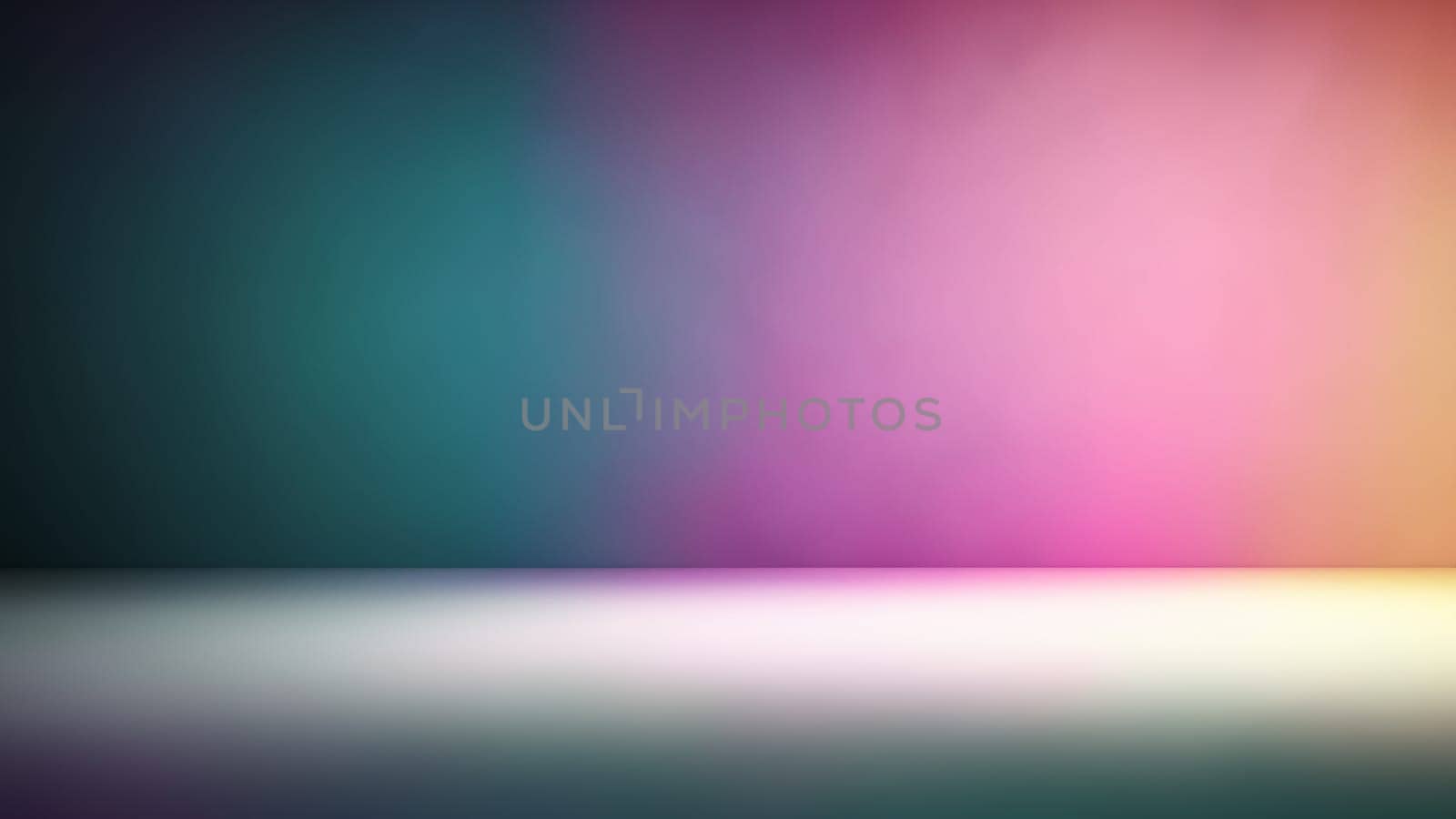 Vibrant Colorful Gradient Studio Background with White Floor Space