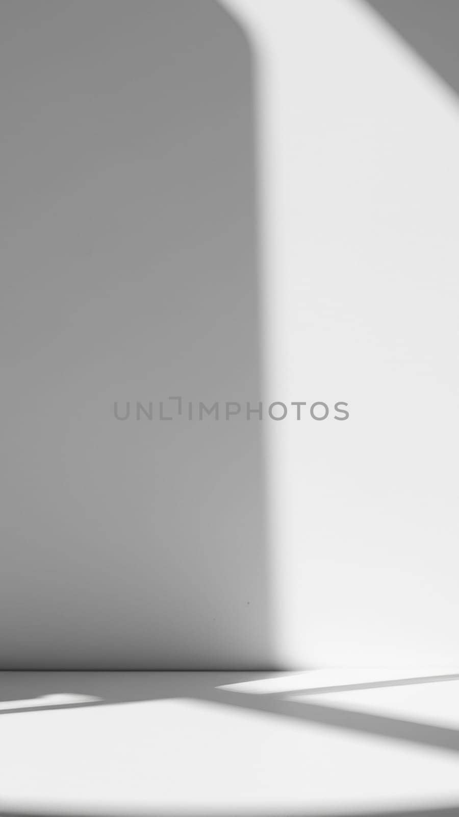 Abstract white room empty studio with shadow on the wall, for display or advertisement