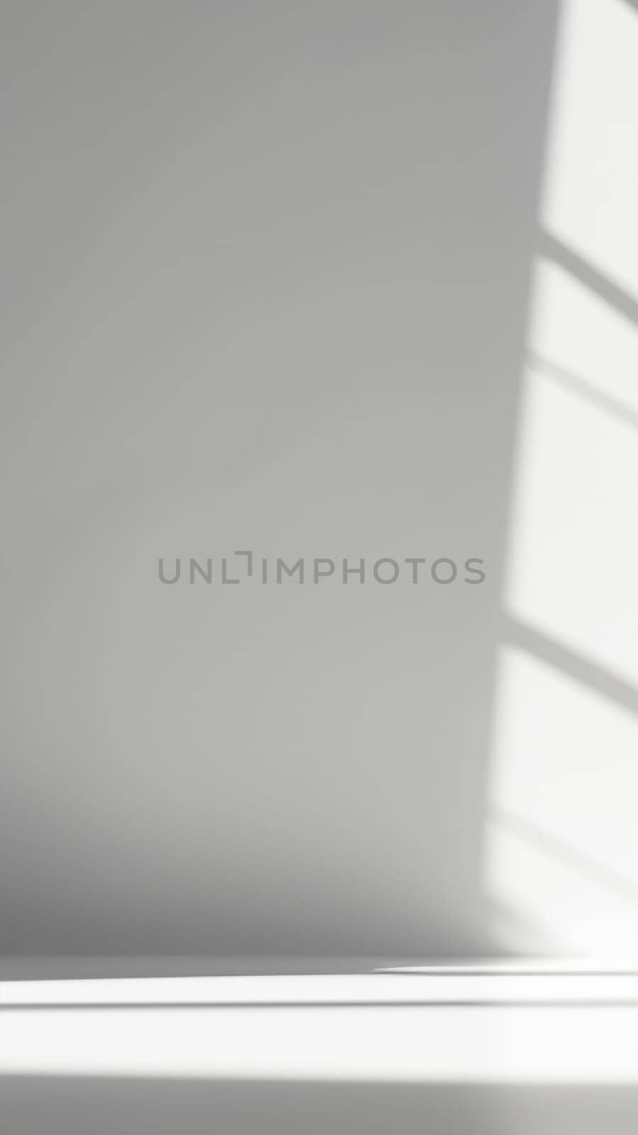 Abstract white interior background with shadows from the window. Empty studio portrait format for product montage by DesignMarjolein