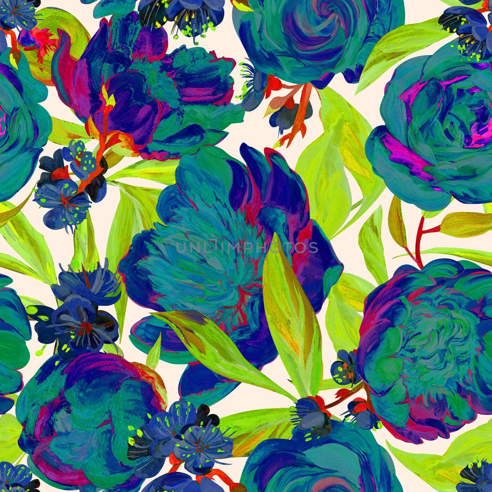 Botanical abstract seamless pattern with flowers drawn by MarinaVoyush