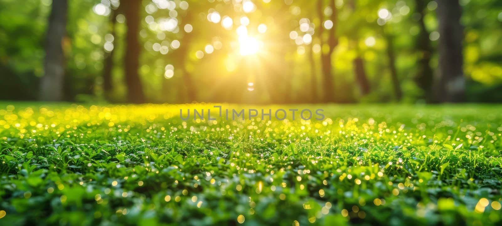 Green grass and sunlight banner background.