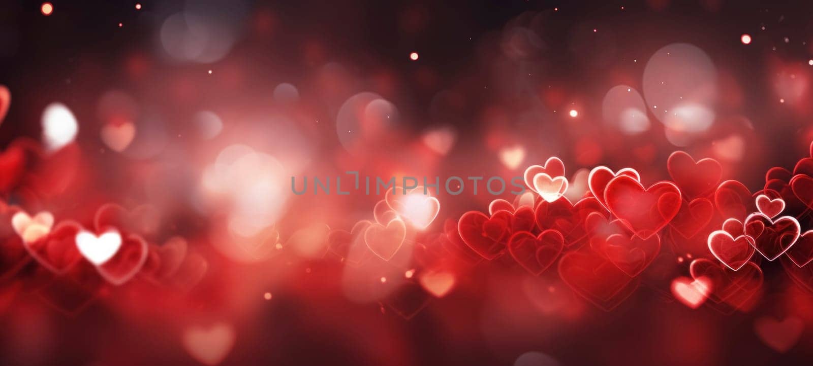 Romantic red hearts bokeh background, perfect for Valentine's Day or love-themed designs.