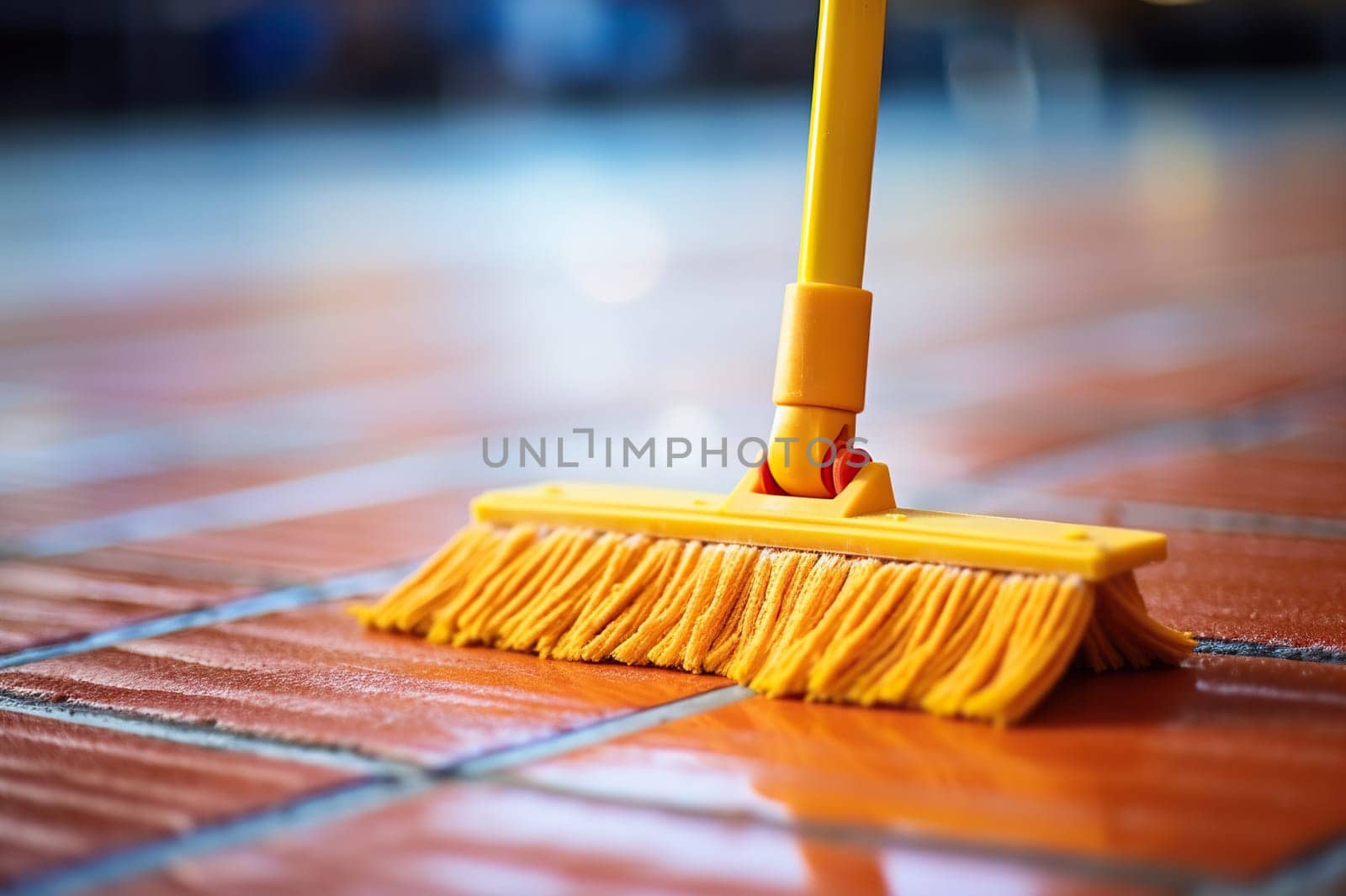 Wet cleaning of the floor using a mop. Concept of cleaning, housework.