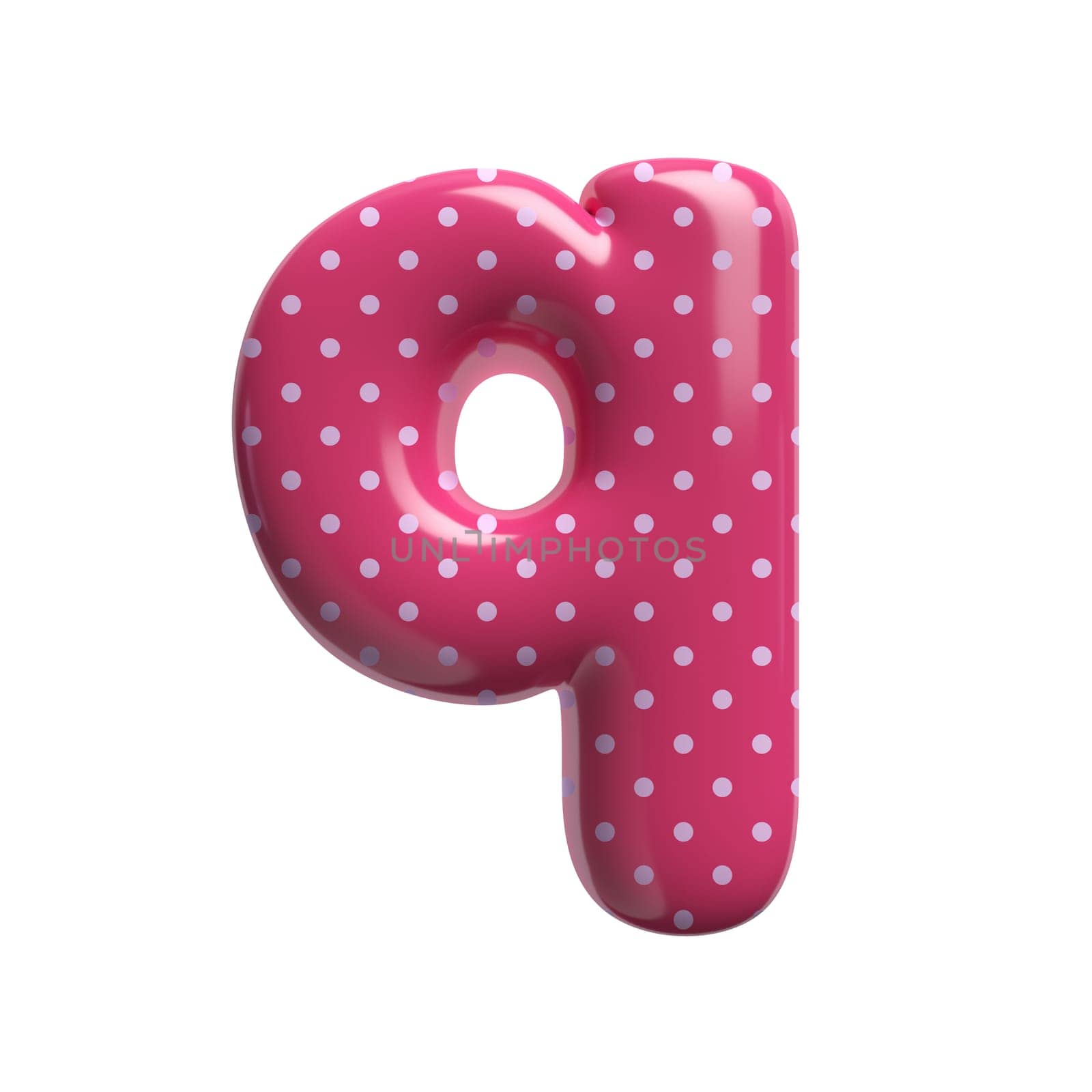 Polka dot letter Q - Small 3d pink retro font isolated on white background. This alphabet is perfect for creative illustrations related but not limited to Fashion, retro design, decoration...