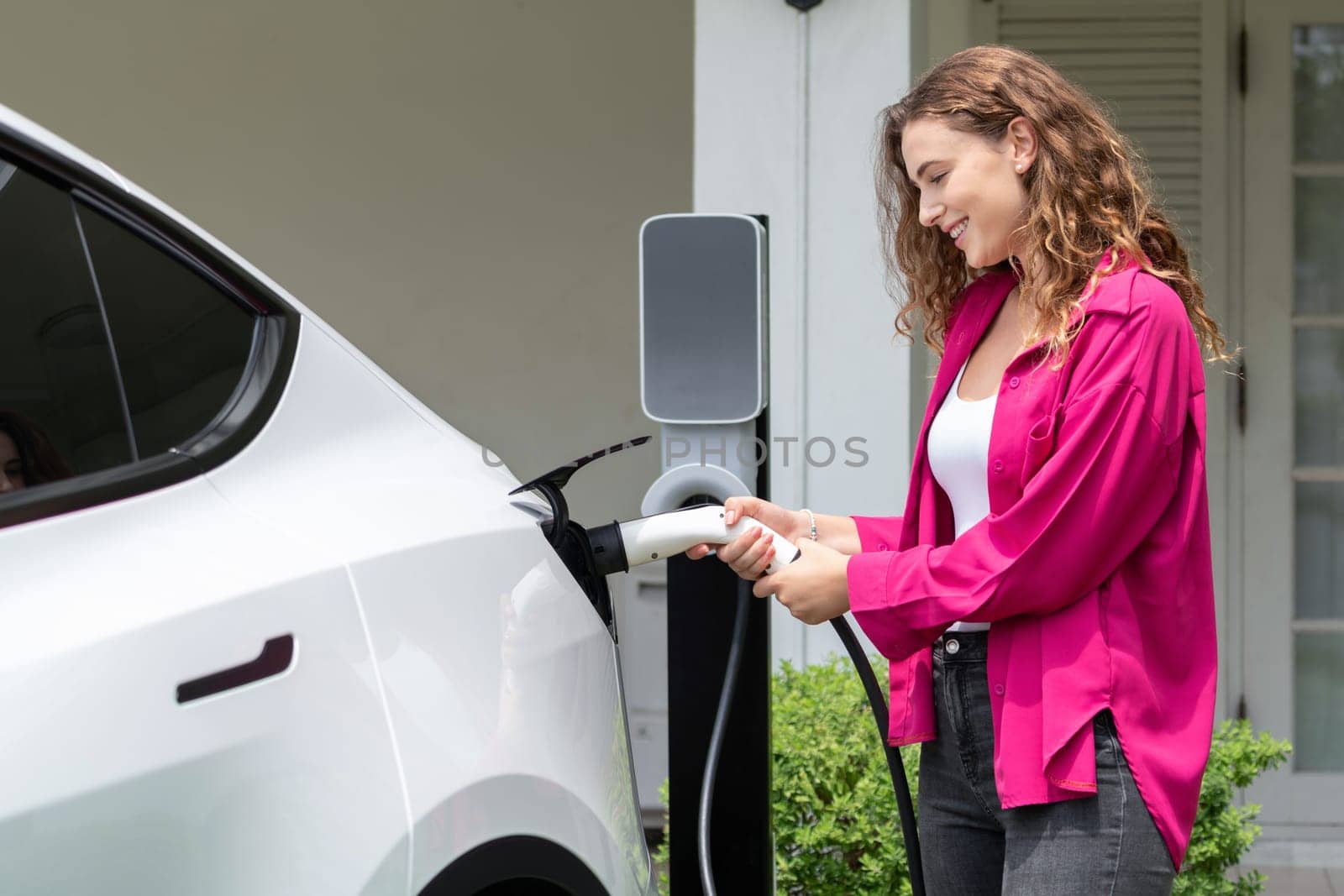 EV car technology utilized for home resident to future sustainability.Synchronos by biancoblue