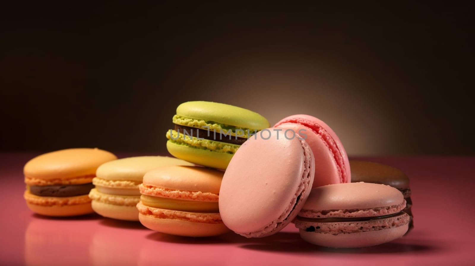 Macaroons on a beautiful background. high resolution selective focus. Generative AI,