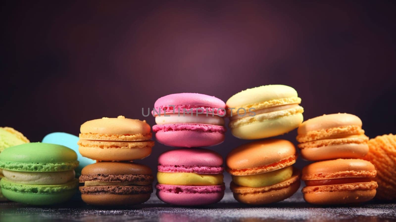 Macaroons on a beautiful background. high resolution selective focus. Generative AI,