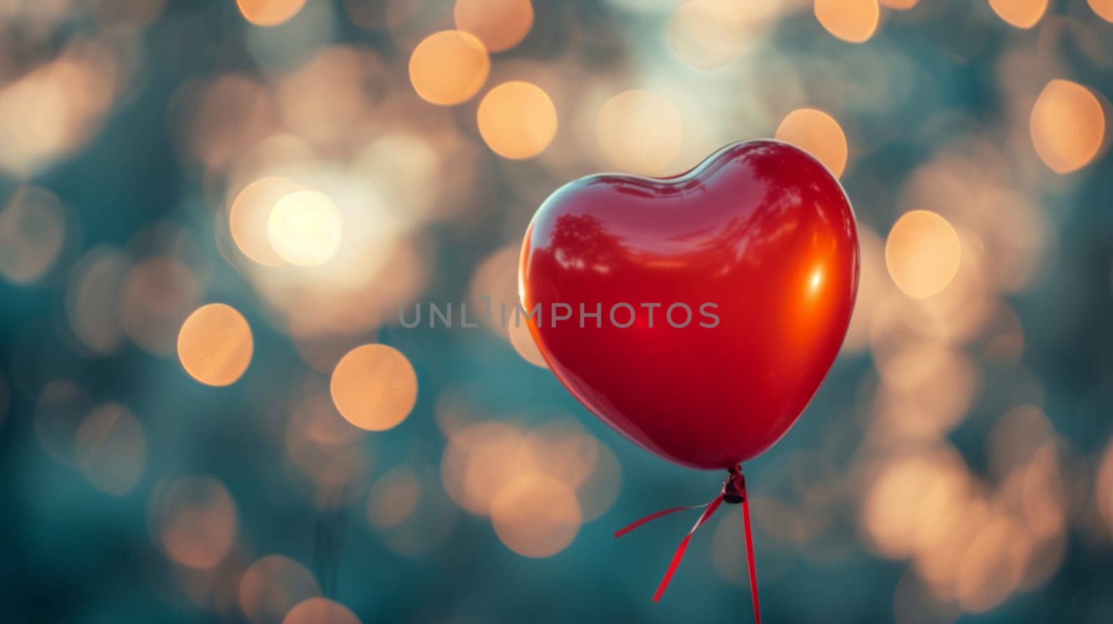 Valentine's day abstract background with red balloon on blurred background.