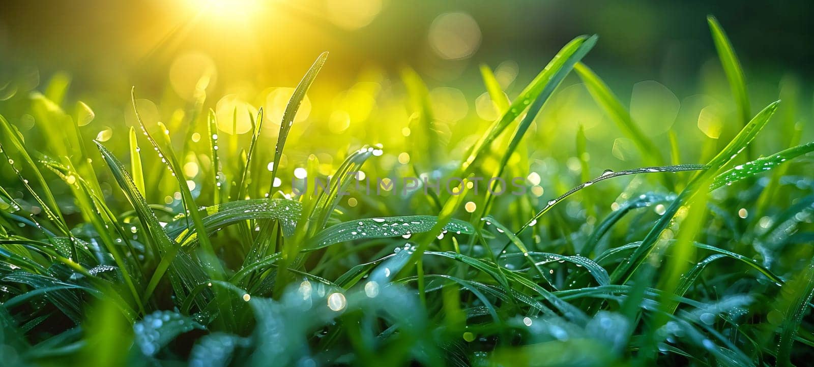 Green grass and sunlight banner background.